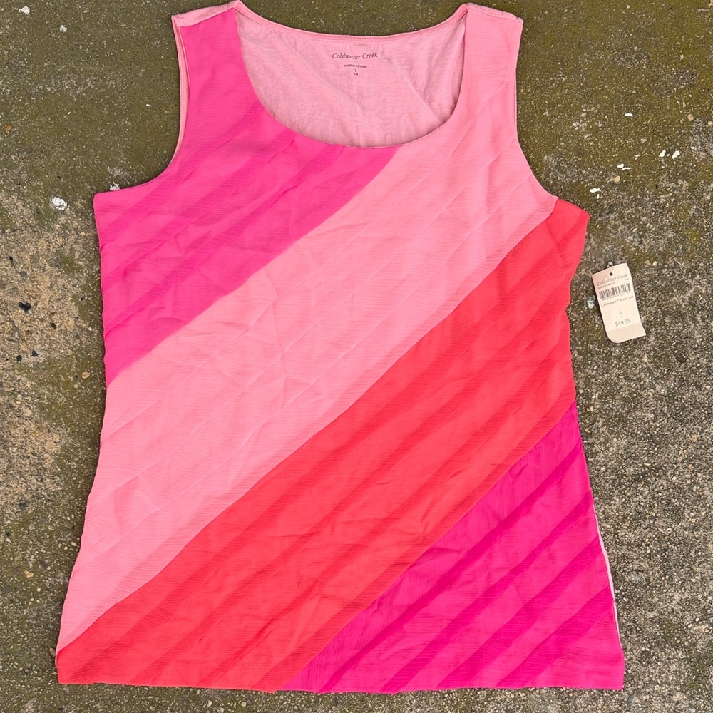 NWT! Coldwater Creek ruffle Colorful Women's Sleeveless Top